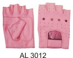 Ladies Pink Leather Fingerless Gloves W/Padded Palm Al-3012-Xl